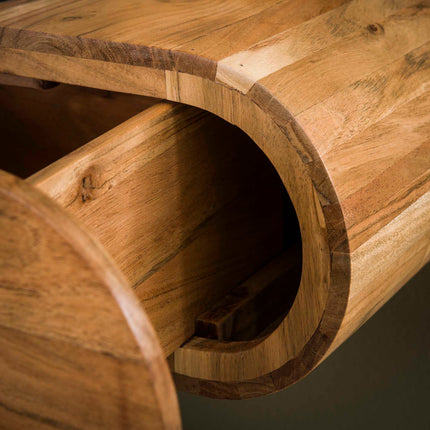 Nightstand 1L bend / Solid Natural Acacia