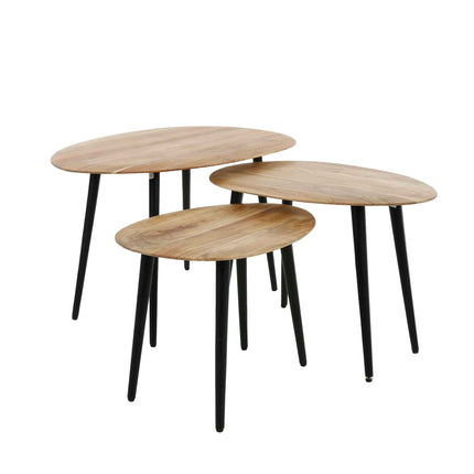 Coffee Table set/3 organisch / Solid Natural Acacia