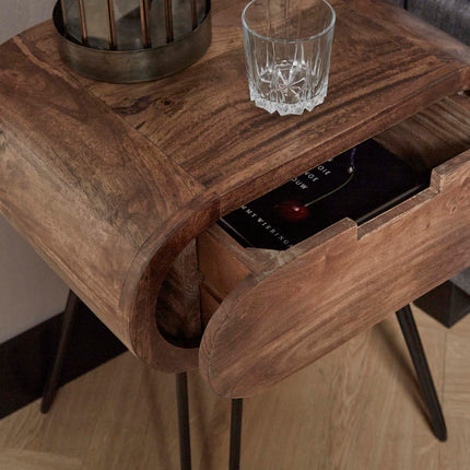 Nightstand barrel 1L  Solid Mango (Sand Color)