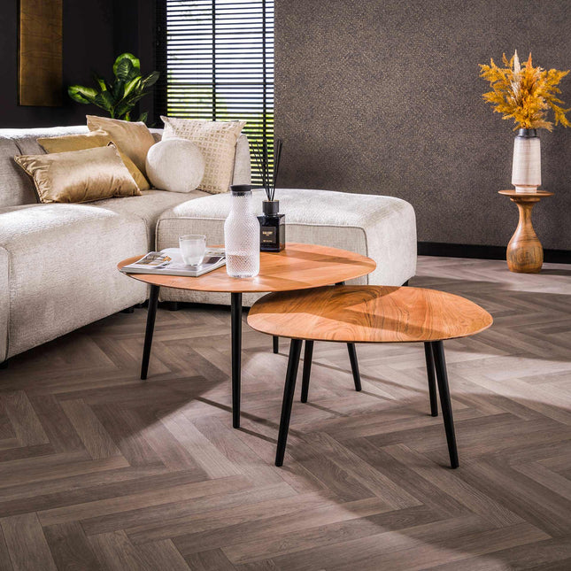 Coffee Table set/2 rock organisch / Solid Acacia