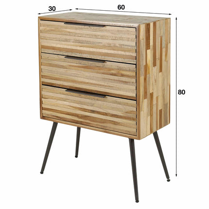 Chest of Drawers 3L Teca strip / Weathered Teak