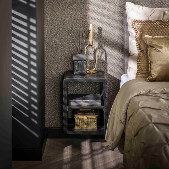 Nightstand XS hangend rib / Black Teak