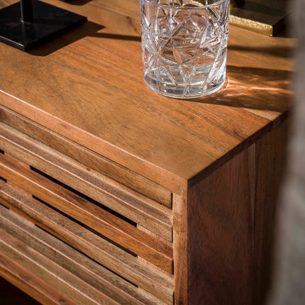 Nightstand 2 lades slide / Solid Natural Acacia