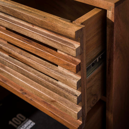 Nightstand 2 lades slide / Solid Natural Acacia