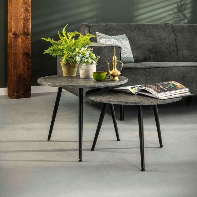 Coffee Table Acier grijs Ø55 set2