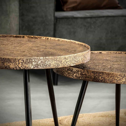 Coffee Table Acier goud Ø55 set2