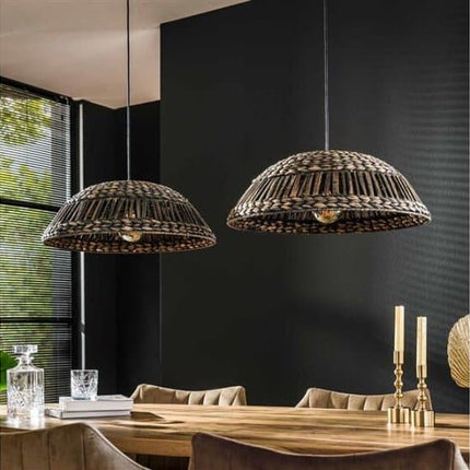 Pendant Lamp 2x dome waterhyacint  Black Nickel