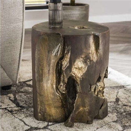 Side Table square grey and gold / Gray