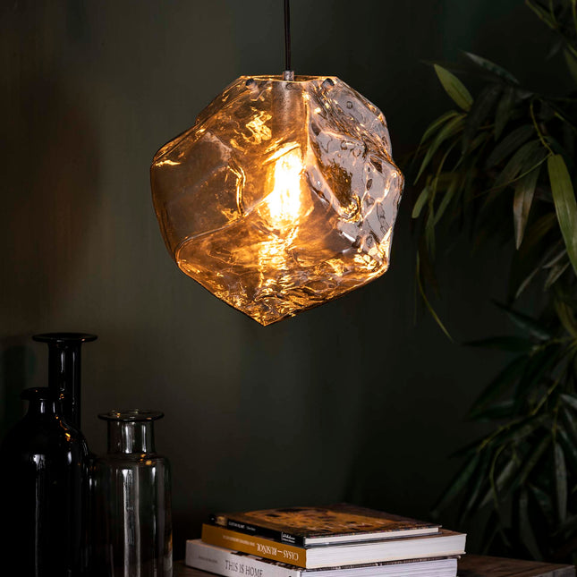 Pendant Lamp 1L rock chromed / Chromed Glass