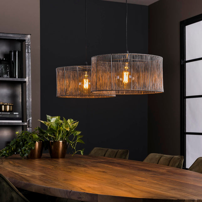 Pendant Lamp 2L stringshade metal / Black Nickel