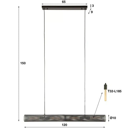 Pendant Lamp 120 tube mesh / Arctic Black