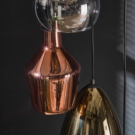Pendant Lamp 5L getrapt mix glass tricolore  Arctic Black