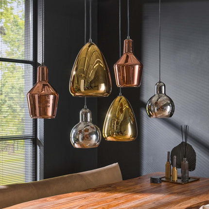 Pendant Lamp 3+3 mix glass tricolore  Arctic Black