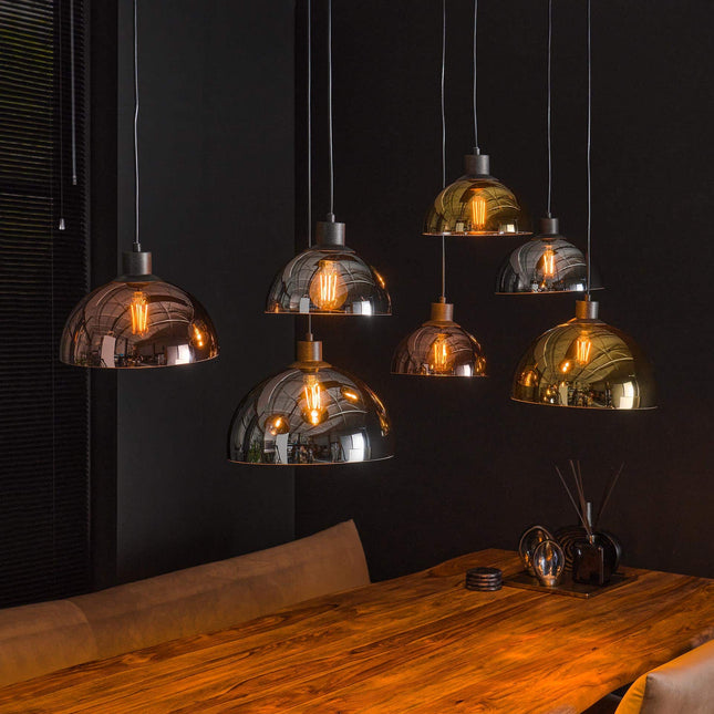 Pendant Lamp 4+3 disk glass tricolore  Arctic Black