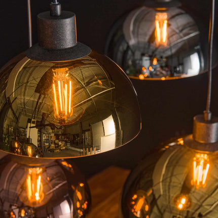 Pendant Lamp 4+3 disk glass tricolore  Arctic Black