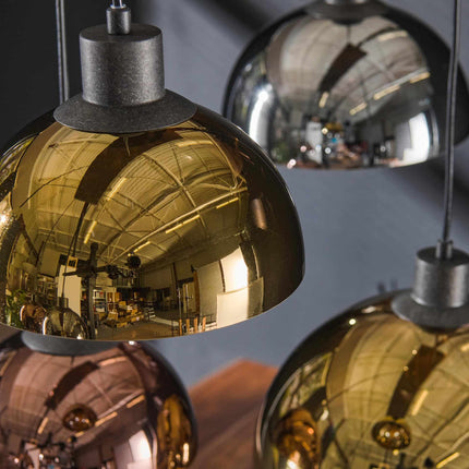 Pendant Lamp 4+3 disk glass tricolore  Arctic Black