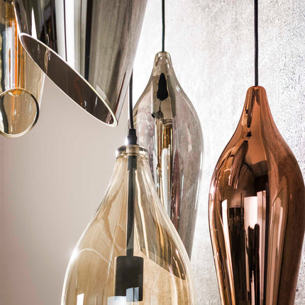 Pendant Lamp 5L getrapt cocoon mix glass  Black