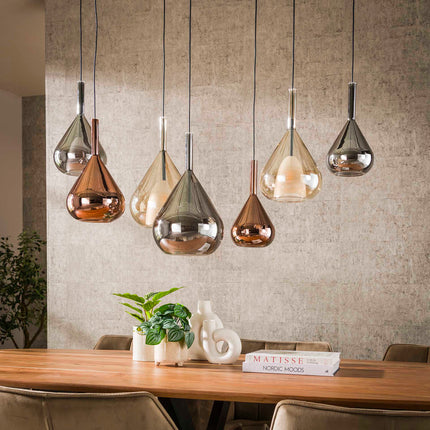 Pendant Lamp 4+3 wings mix glass  Black