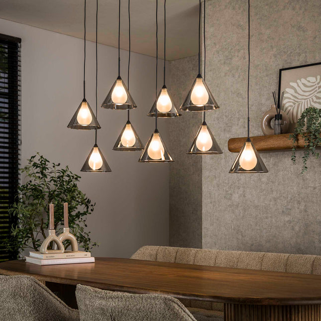 Pendant Lamp 5+4 tapered cap glass (G9)  Smoke Grey Glass
