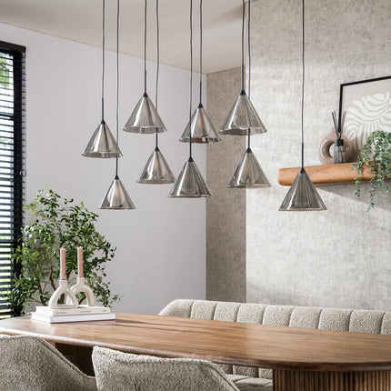 Pendant Lamp 5+4 tapered cap glass (G9)  Smoke Grey Glass