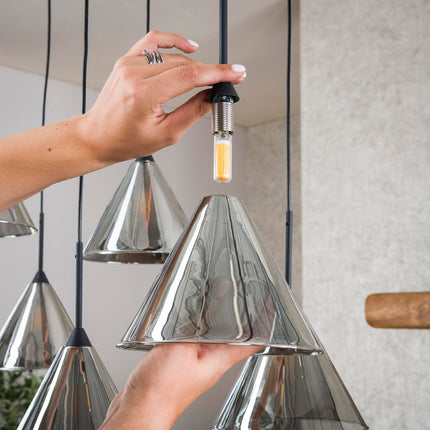 Pendant Lamp 5+4 tapered cap glass (G9)  Smoke Grey Glass