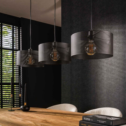 Pendant Lamp 3L mesh round / Arctic Black