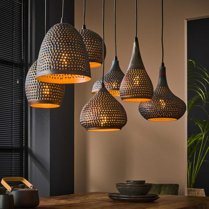 Pendant Lamp 4+3 punch mix / Black Brown