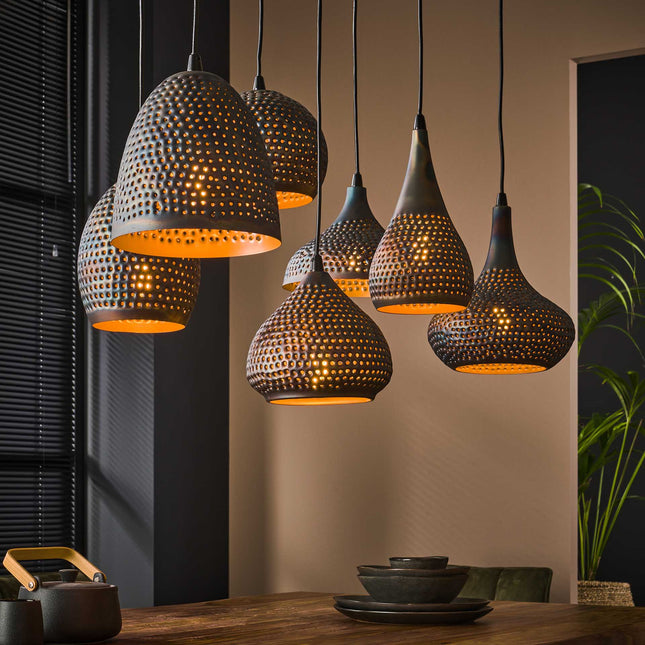Pendant Lamp 4+3 punch mix / Black Brown