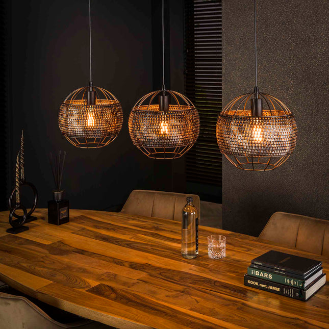 Pendant Lamp 3L Ø30 armor open / Black Brown