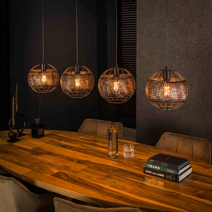 Pendant Lamp 4L Ø25 armor open / Black Brown