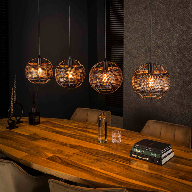 Pendant Lamp 4L Ø25 armor open / Black Brown