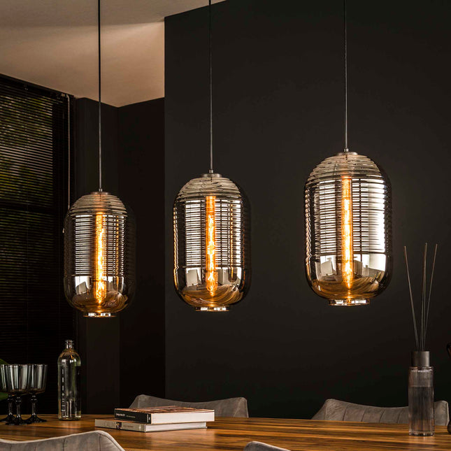 Pendant Lamp 3L tub chromed glass