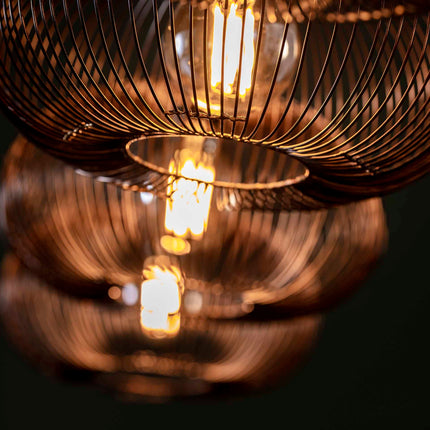 Pendant Lamp 4x Ø35 disk wire copper twist / Black Nickel