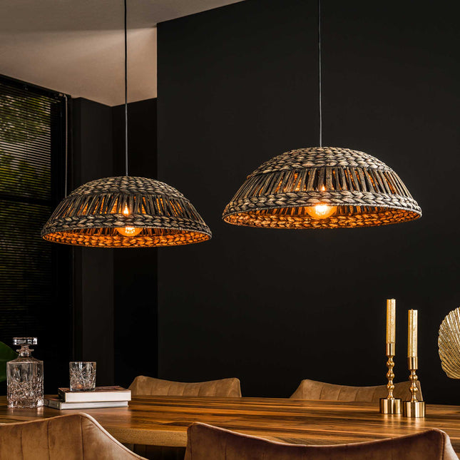 Pendant Lamp 2x dome waterhyacint  Black Nickel