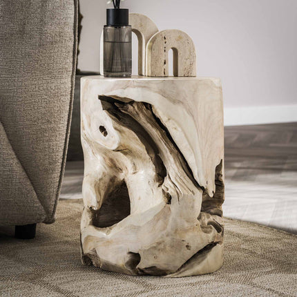 Side Table natural line white / White Teak