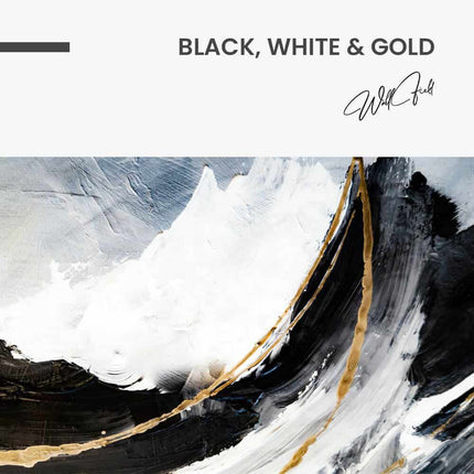Black, White & Gold Abstract – Glass