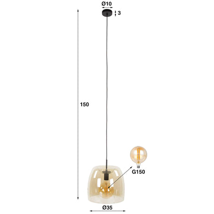 Pendant Lamp 1L drift glass  Amber-Colored Glass
