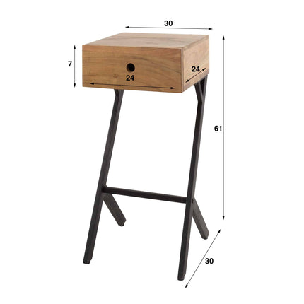 Nightstand 1L XS balance  Solid Natural Acacia