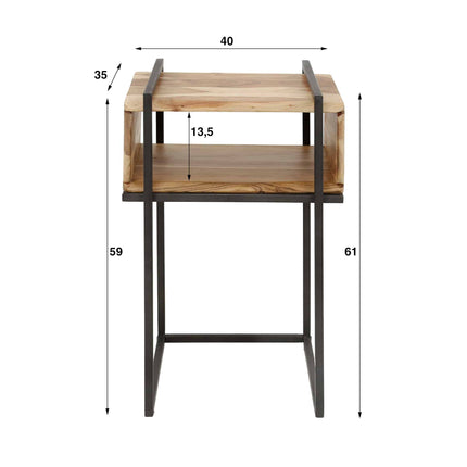 Nightstand open vak edge  Solid Natural Acacia