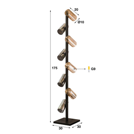 Floor Lamp 8L cylinder mixed glass
