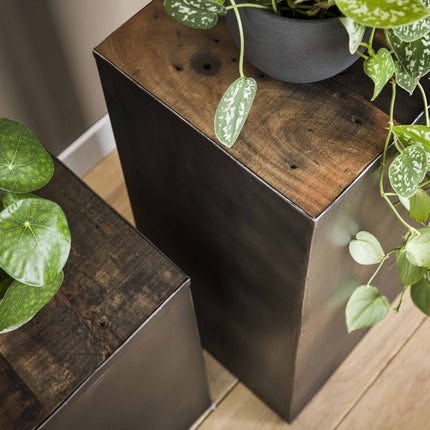 Flower Column 50 natural brush Raft steel / Robust Hardwood