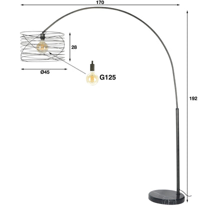 Arc Lamp Ø45 curl / Charcoal