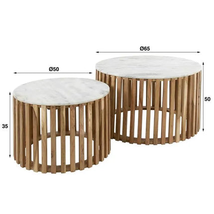Coffee Table set/2 sunset / White Marble