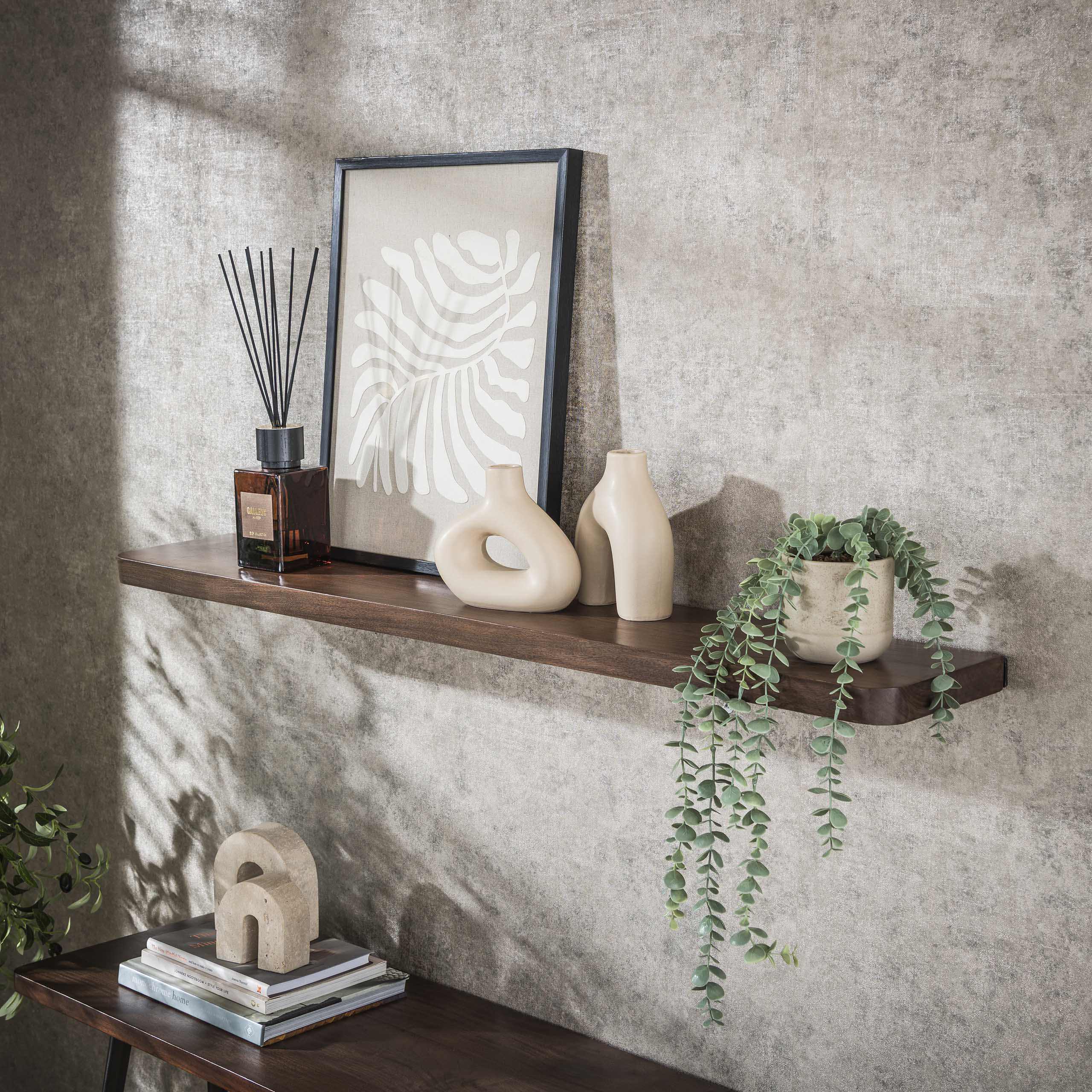 Etagère murale Carve 120 cm - Acacia massif marron