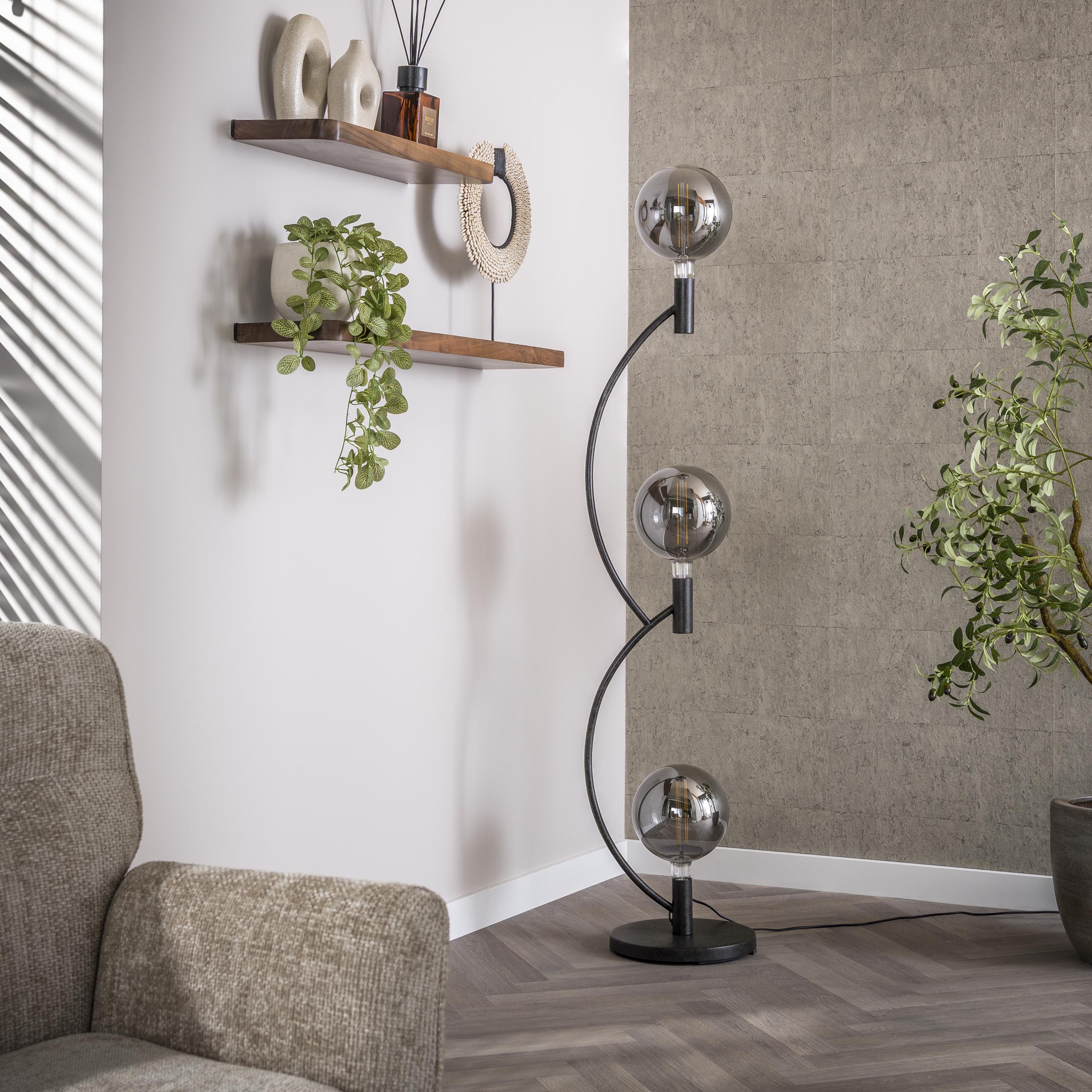 Lampadaire Arcus 3 lumières - Noir arctique