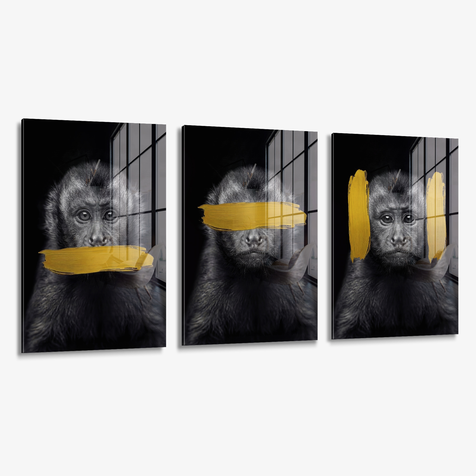 Bundle: "3 Wise Monkeys III" (3x) - Verre