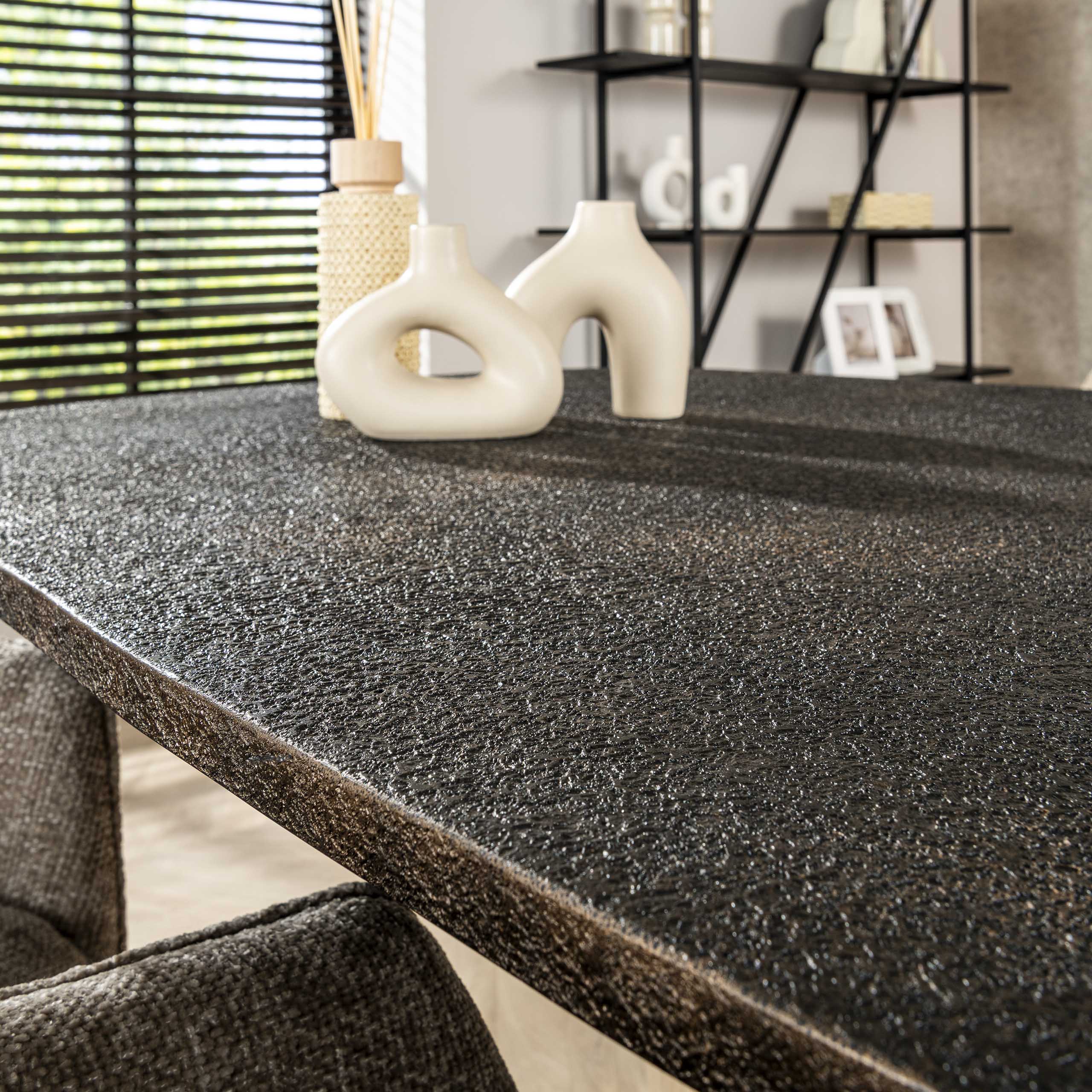 Table à manger ovale danoise métallique 215 cm - Gris