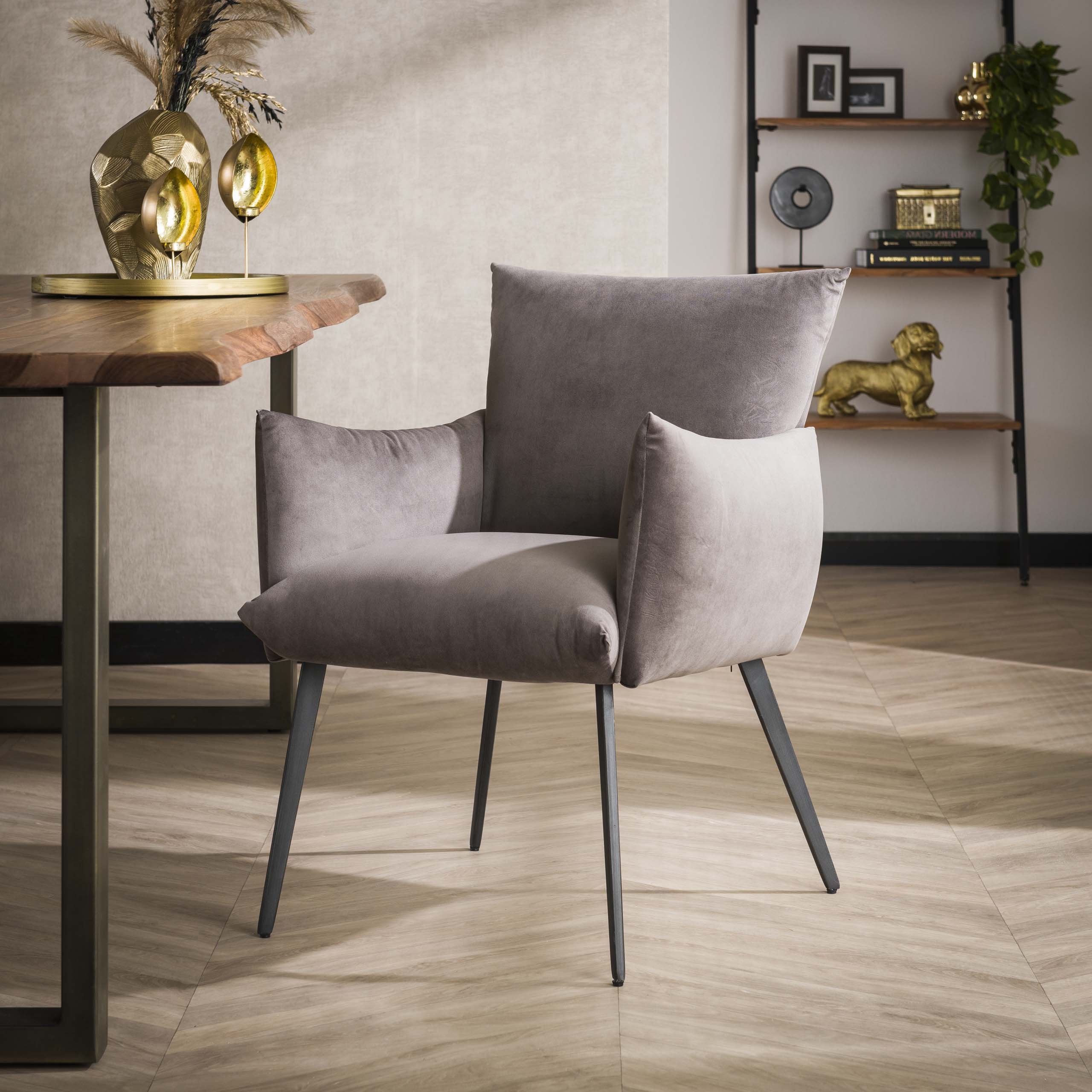 Fauteuil de salle à manger hall / Velours anthracite