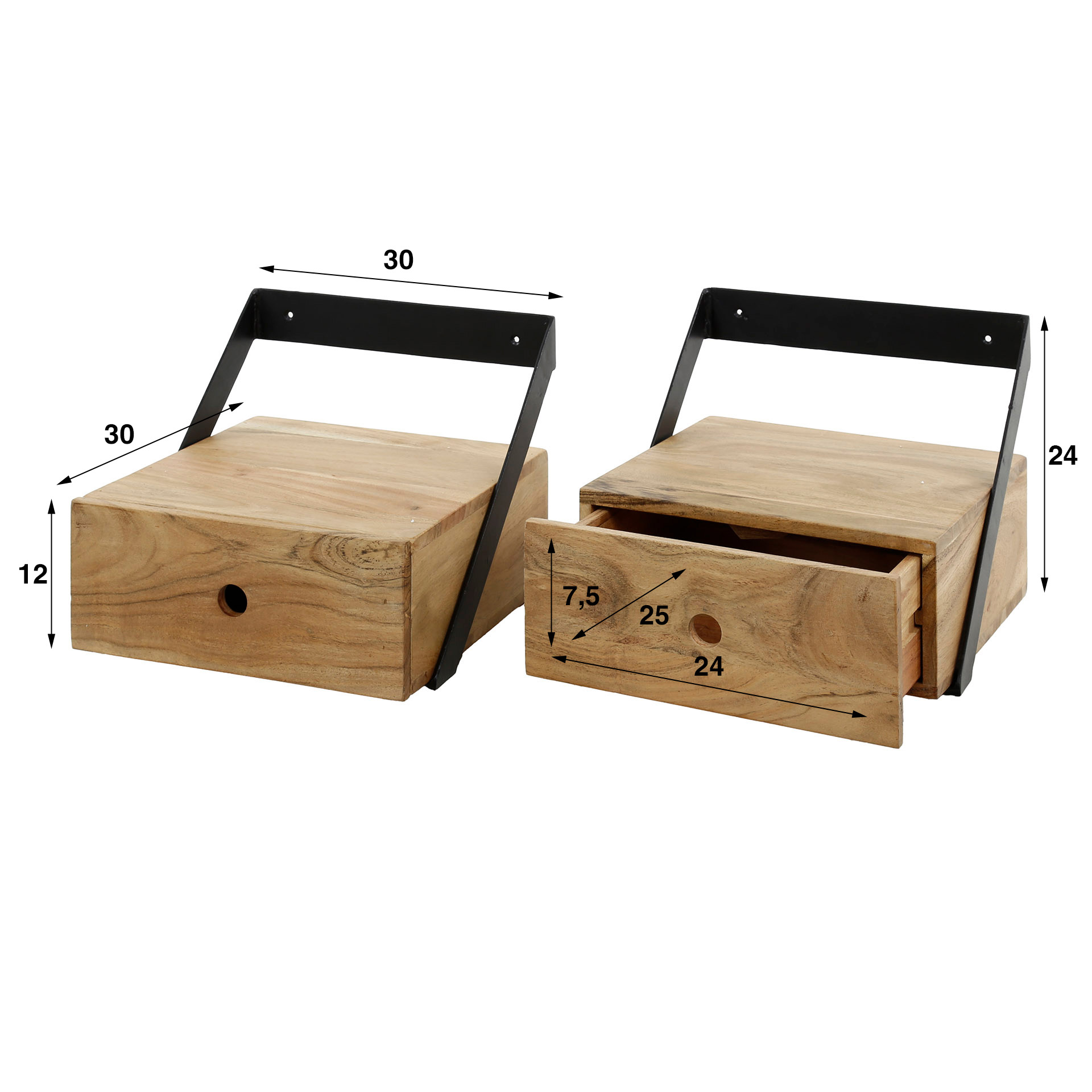 Table de chevet/2 bandes suspendues XS / Acacia massif naturel