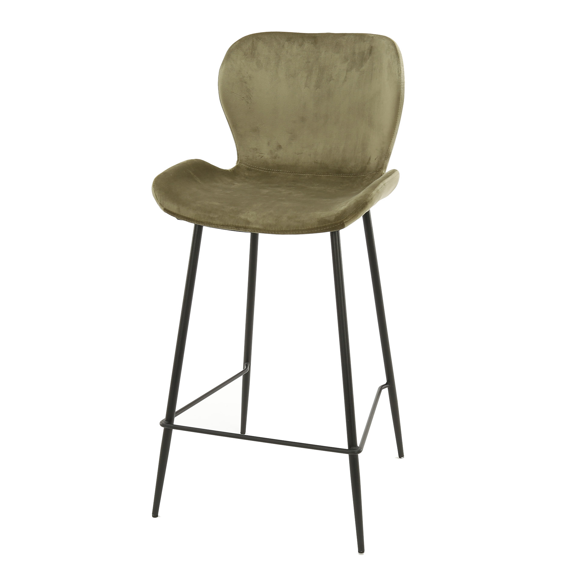 Tabouret de bar tube rond. VPE4 / Velours champagne